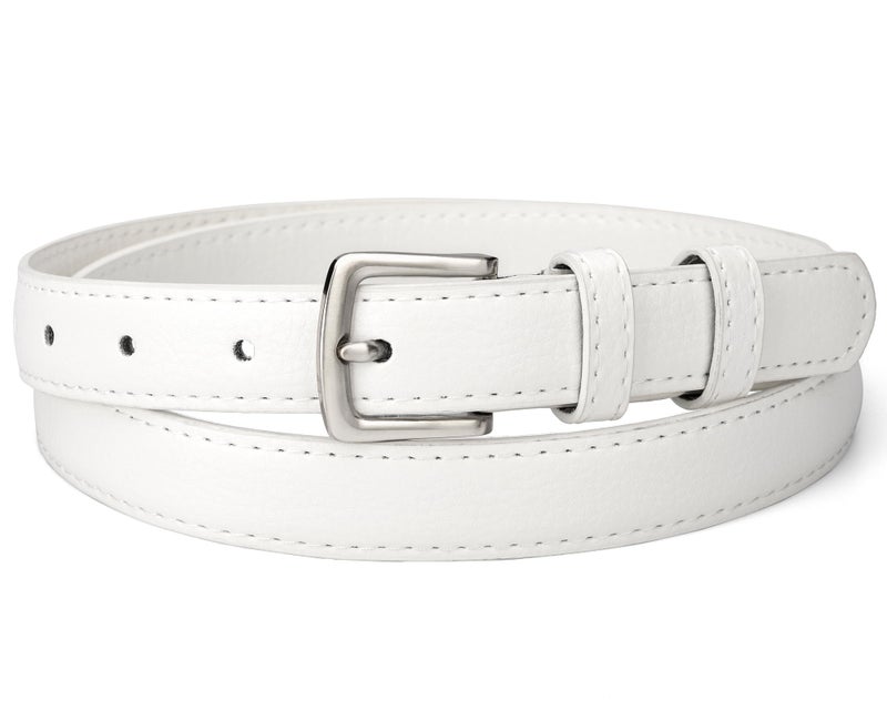 maikun White Womens Belt for Jeans Pants Dress, Womens Skinny Belt Length 42.5'' - Image 1